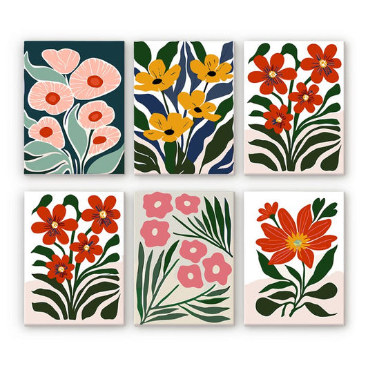 Malen nach Zahlen ¨C 6 Mini-Gem?lde | Wundersch?nes Blumen-Set
