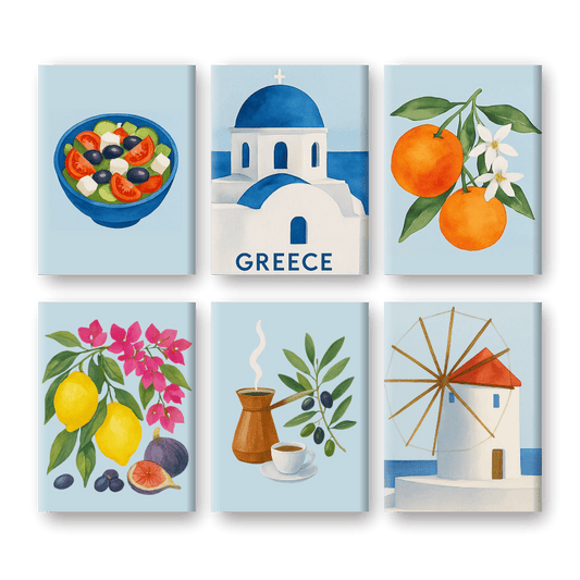 Malen nach Zahlen ¨C 6 Mini-Gem?lde | Griechischer Sommer Set
