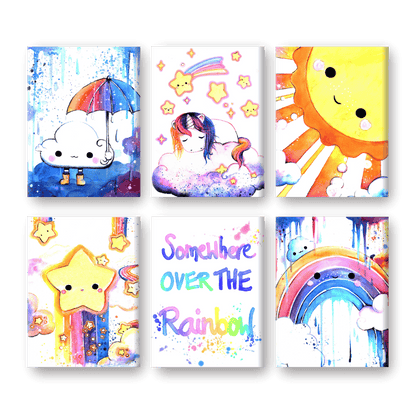 6 Mini-Gem?lde | Kawaii Rainbow Set - by Tiny Tami