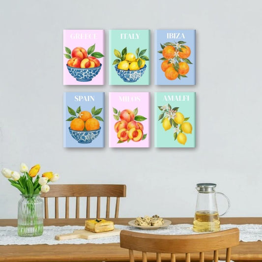 Malen nach Zahlen ¨C 6 Mini-Gem?lde | Mediterranes Frucht-Set