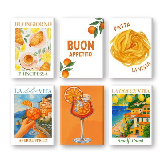 Malen nach Zahlen ¨C 6 Mini-Gem?lde |  Italienisches Buon-Appetito-Set