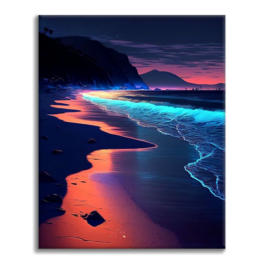 Bunt leuchtender Strand - Malen nach Zahlen