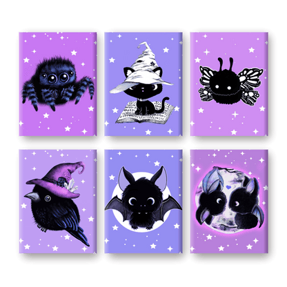 6 Mini-Gem?lde | Sweet Gothic Creatures - by Tiny Tami