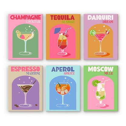 Malen nach Zahlen ¨C 6 Mini-Gem?lde | Sip & Paint Cocktail-Set