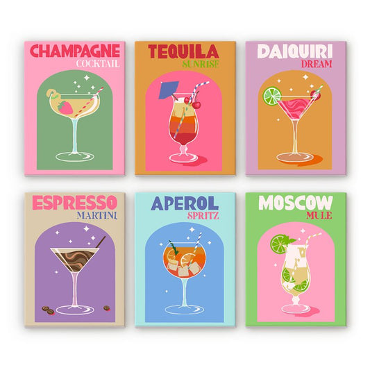 Malen nach Zahlen ¨C 6 Mini-Gem?lde | Sip & Paint Cocktail-Set