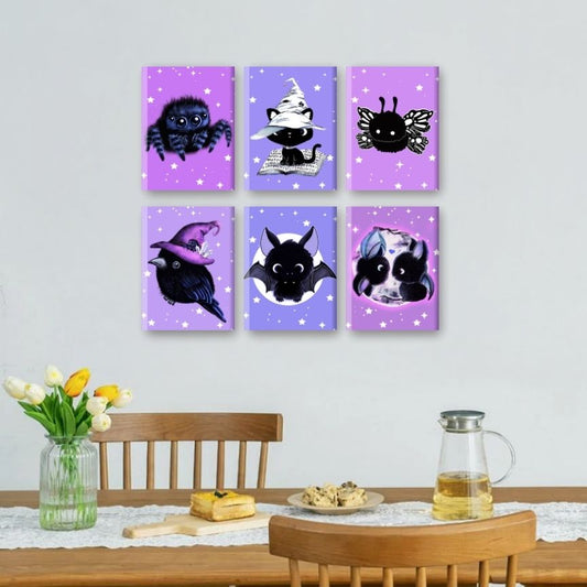 6 Mini-Gem?lde | Sweet Gothic Creatures - by Tiny Tami