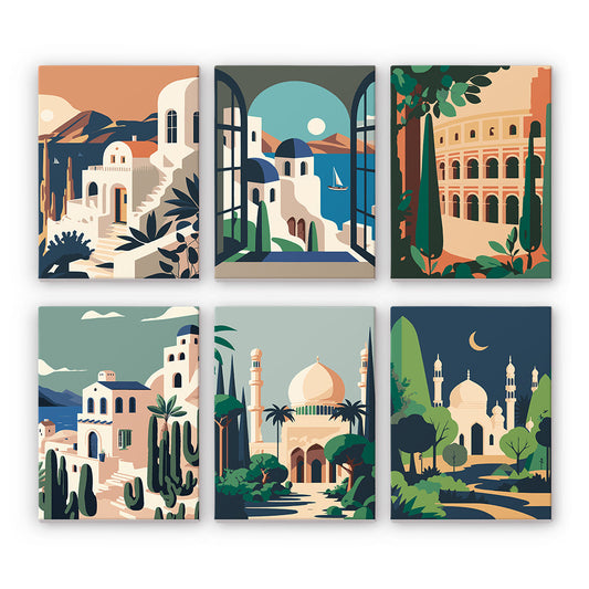 Malen nach Zahlen - 6 Mini-Paintings | Wundersch?ne Landschaften Set