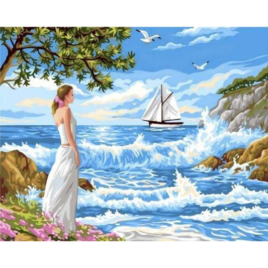 Girl and Waves
