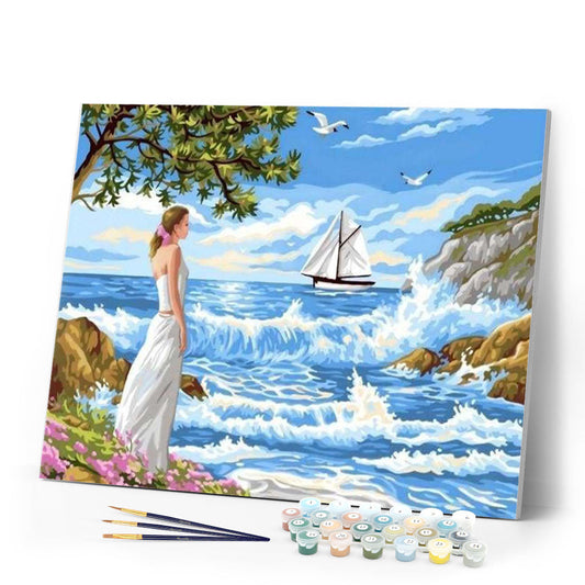 Girl and Waves