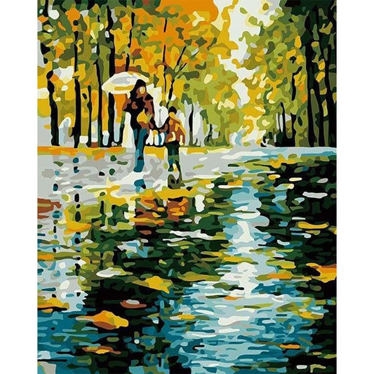 Mother And Son In The Rain