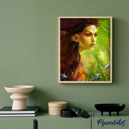 Beauty Woman and Fishes