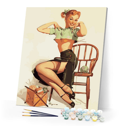 Vintage Pin-up mit Garnen