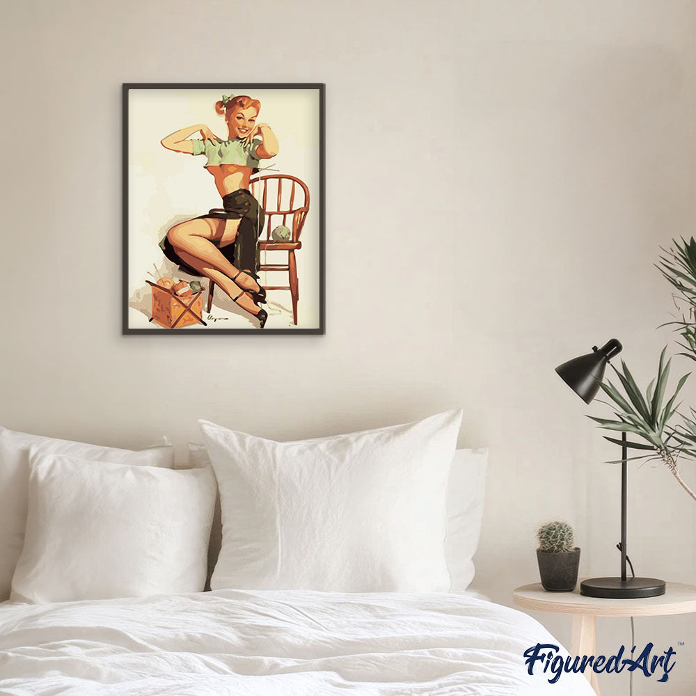 Vintage Pin-up mit Garnen