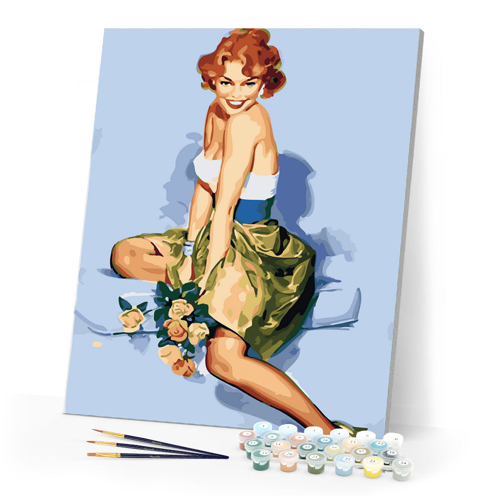 Vintage Pin-up with Bouquet