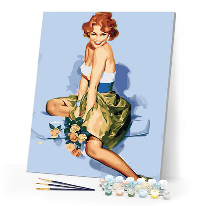 Vintage Pin-up with Bouquet
