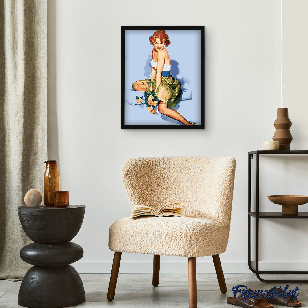 Vintage Pin-up with Bouquet