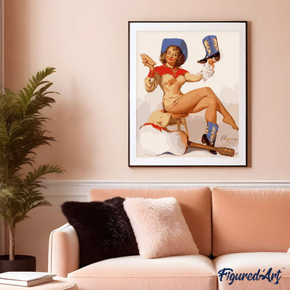 Vintage Pin-up with Blue Boots