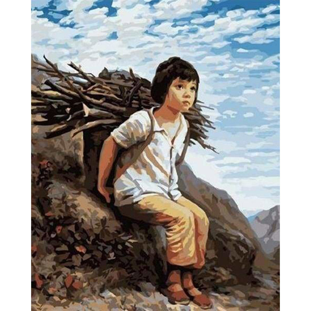 Girl collecting Firewood