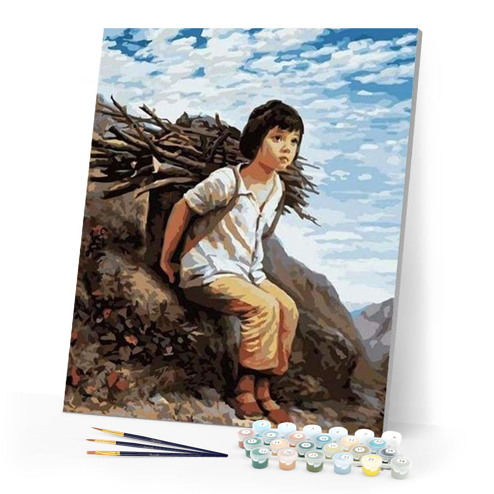 Girl collecting Firewood