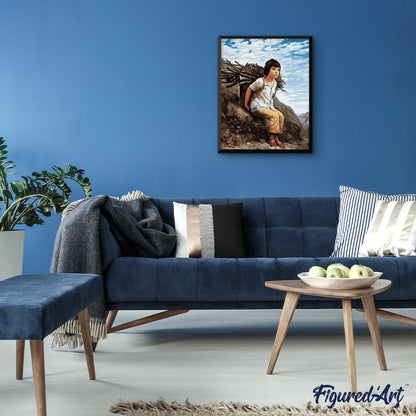 Girl collecting Firewood