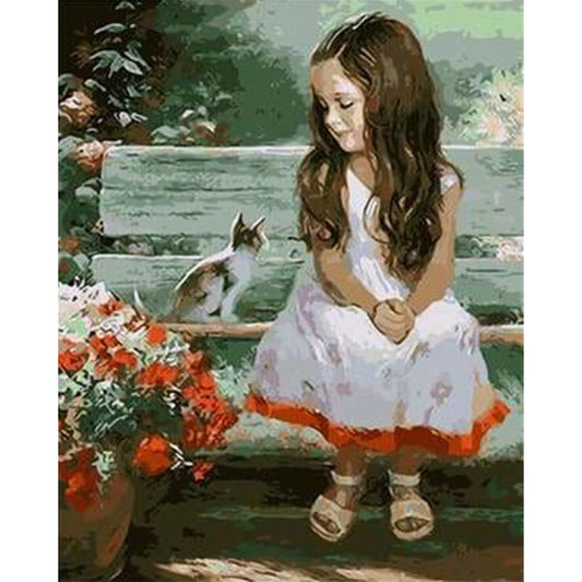 Little Girl and Cat
