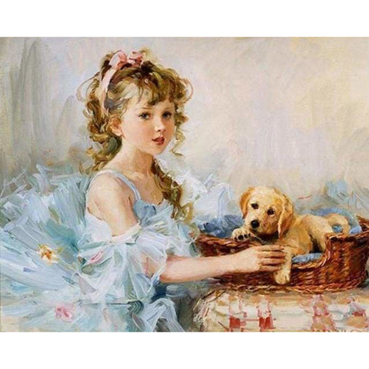 Little Girl and her Puppy