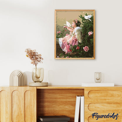 Girl Angel and Doves