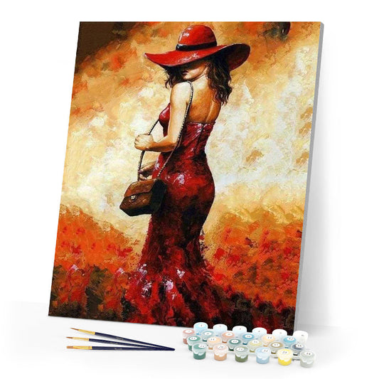 Woman with red hat