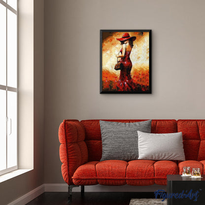 Woman with red hat