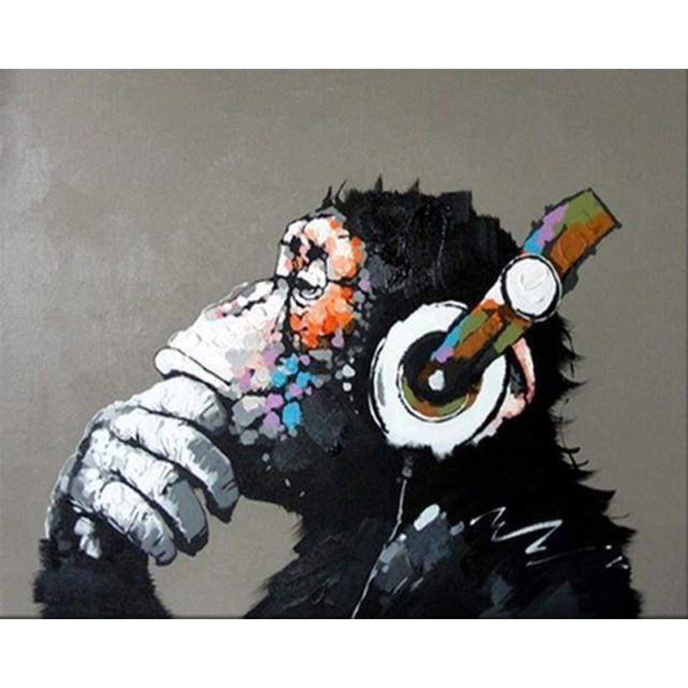 Affe mit Kopfhörern