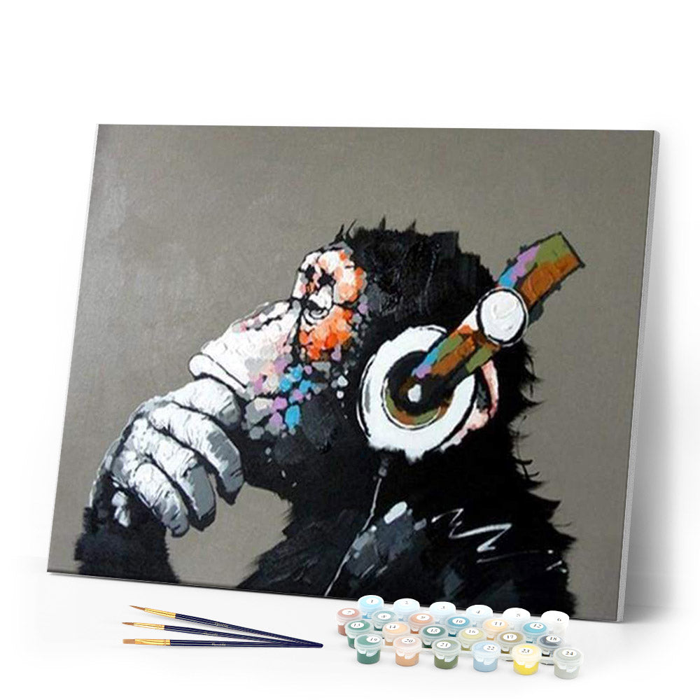 Affe mit Kopfhörern