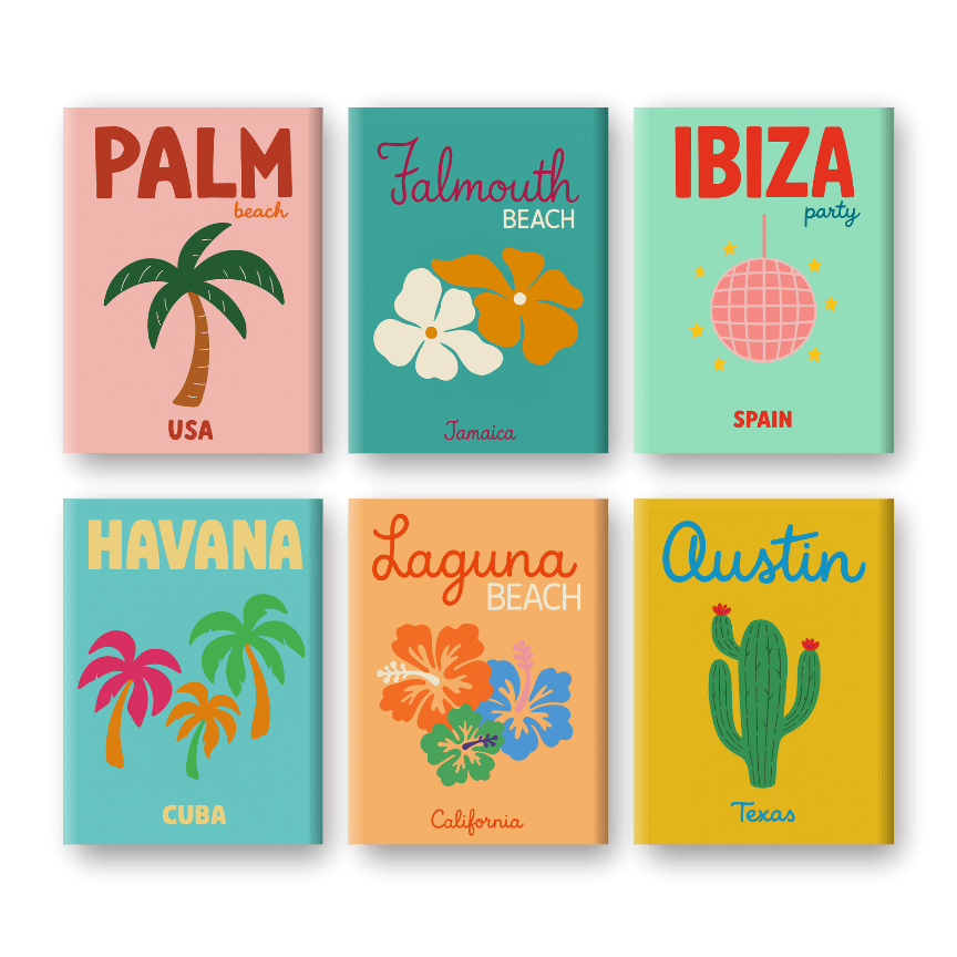 Malen nach Zahlen ¨C 6 Mini-Gem?lde | Strand & Sommer Set