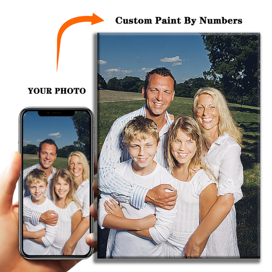 Personalisiertes Familienfotogemälde, personalisiertes Geschenk für die Familie, Malen nach Zahlen, fertig zum Aufhängen