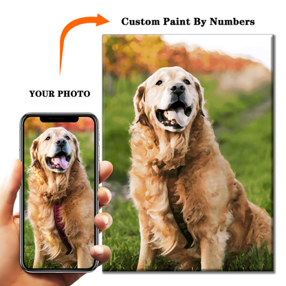 Benutzerdefiniertes Malen nach Zahlen, personalisierte Kunst von Ihrem Foto auf Leinwand, Haustierportrait, Hunde, Katzen, personalisiertes Geschenk