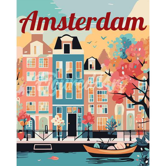 Reiseposter Amsterdam in Blüte