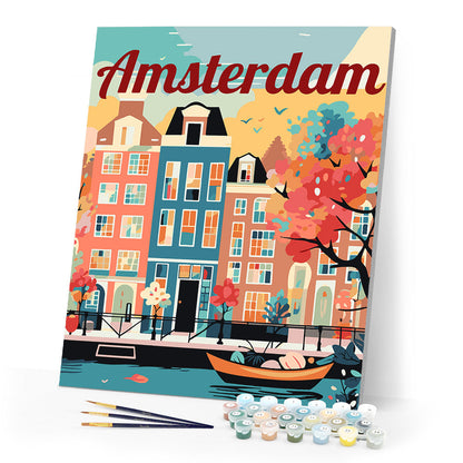 Reiseposter Amsterdam in Blüte