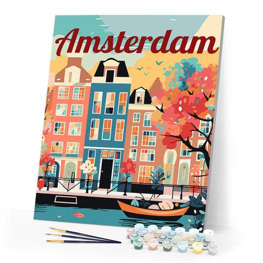 Reiseposter Amsterdam in Blüte