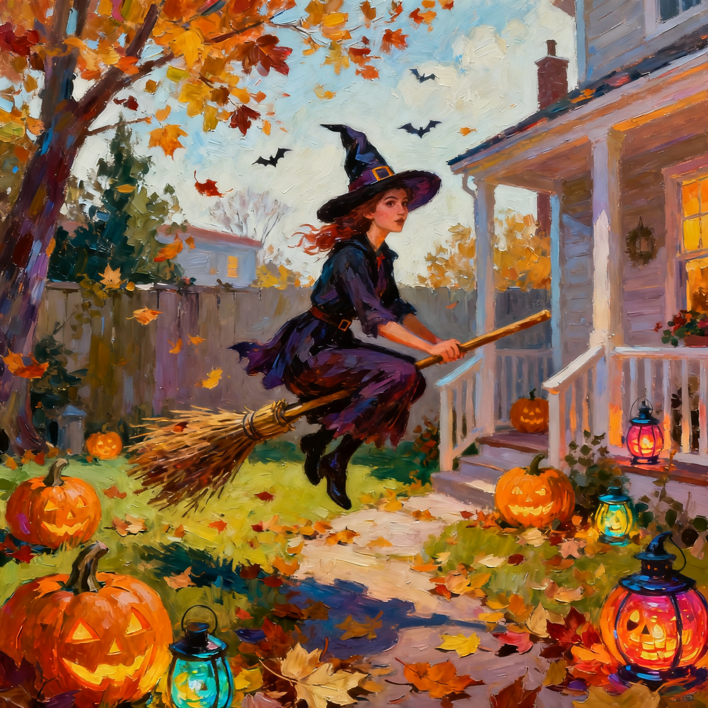 Witch on a broom - Paint by Numbers