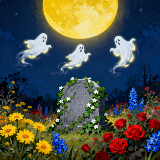 White ghost in the flower cemetery - Paint by Numbers