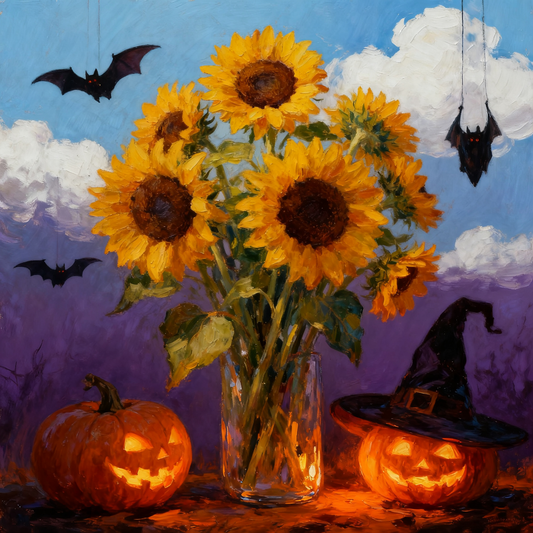 Sunflower Pumpkin Lantern - Paint by Numbers