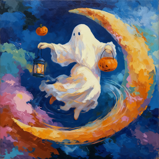 White Ghost on the Moon - Paint by Numbers