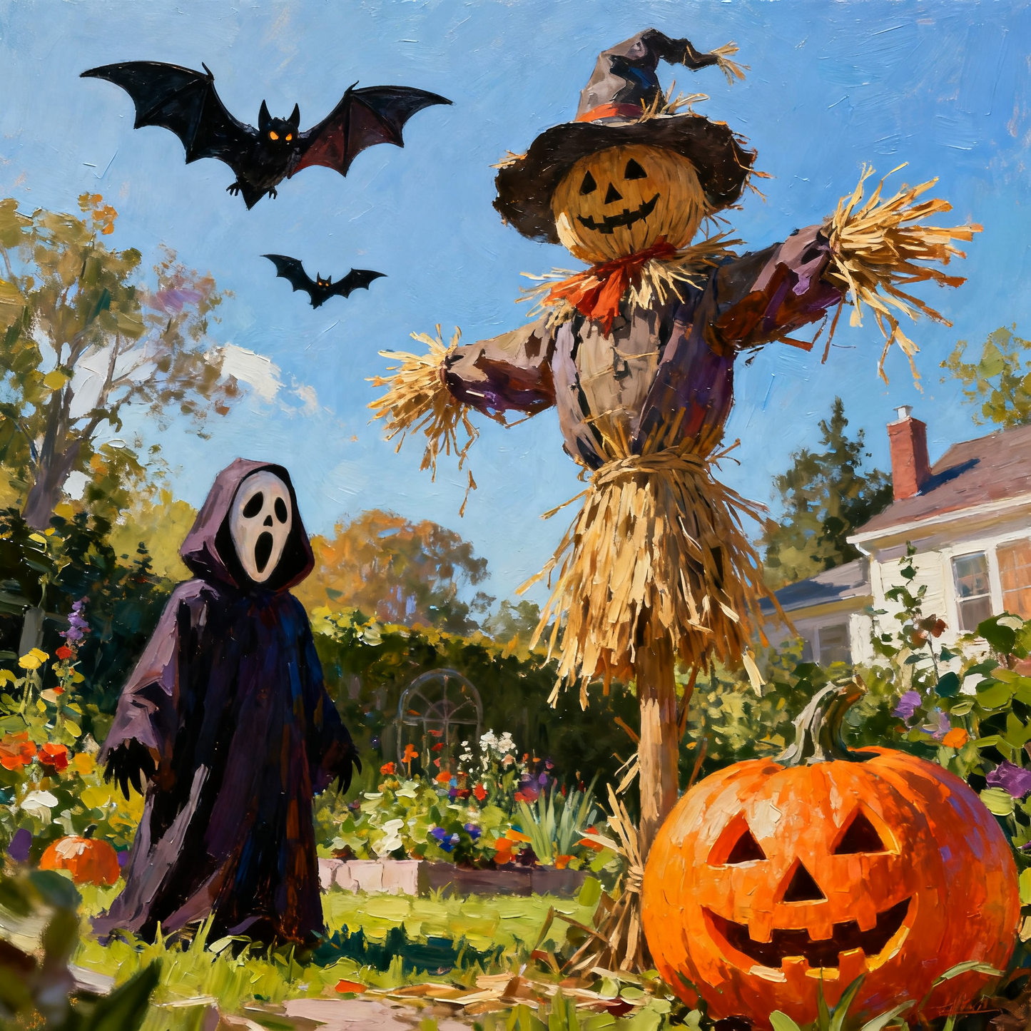 Scarecrow in the garden - Paint by Numbers