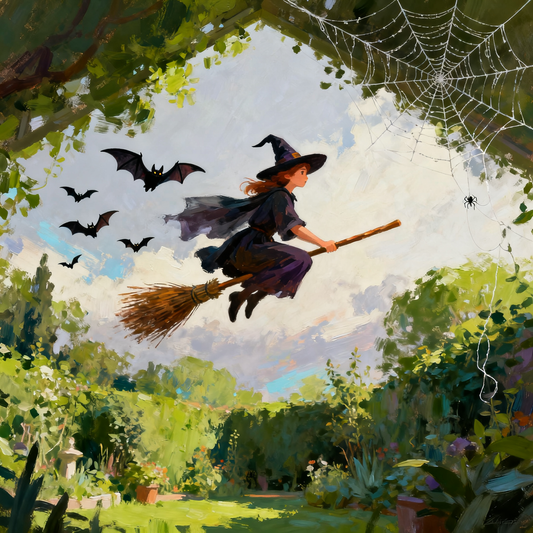 Witch on a broom - Paint by Numbers
