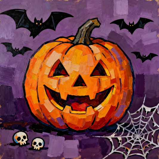 Halloween pumpkin lanterns and bats - Paint by Numbers