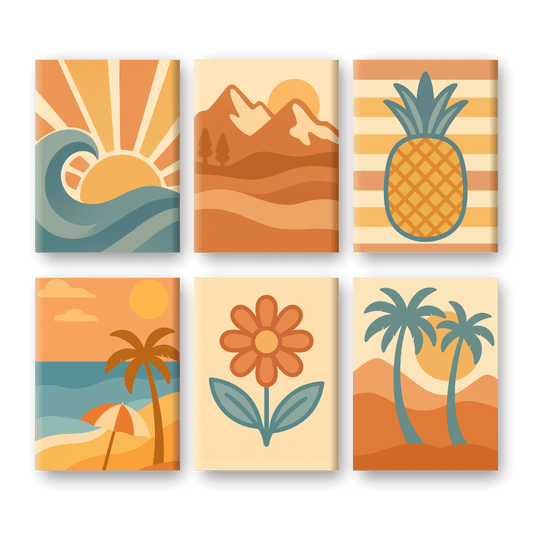 Malen nach Zahlen ¨C 6 Mini-Gem?lde | Retro Sommer-Set
