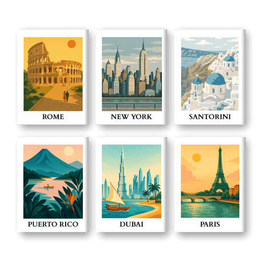 Malen nach Zahlen ¨C 6 Mini-Gem?lde | Weltreise-Set