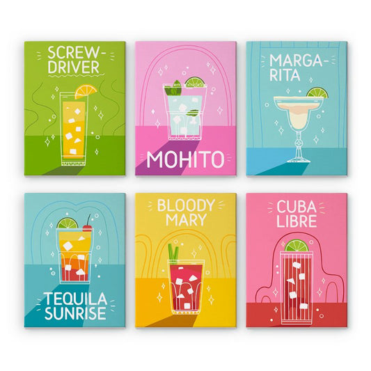 Malen nach Zahlen ¨C 6 Mini-Gem?lde | Paint & Pour Cocktail-Set