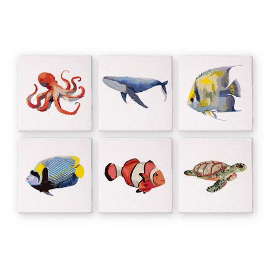 Malen nach Zahlen - 6 Mini- Gem?lde | Fische-Set