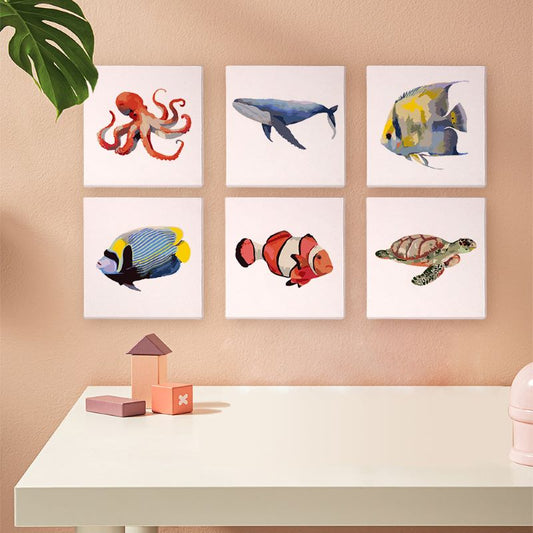 Malen nach Zahlen - 6 Mini- Gem?lde | Fische-Set