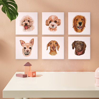 Malen nach Zahlen - 6 Mini-Gem?lde | Hunde Set